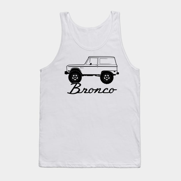 1966-1977 Ford Bronco Side, w Tires, Black Print Tank Top by The OBS Apparel